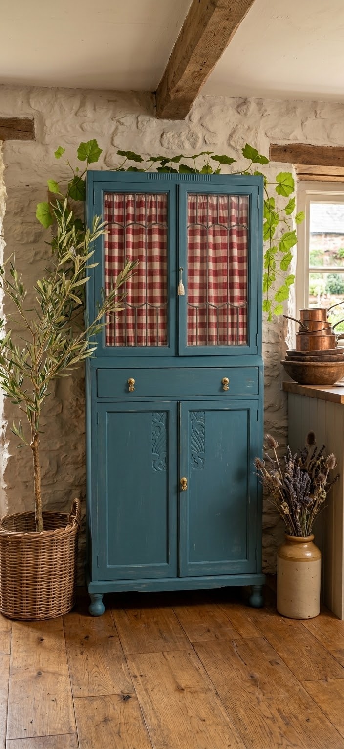 Upcycled Art Deco Oak Cabinet | Painted in Fusion Mineral Paint Lagoon