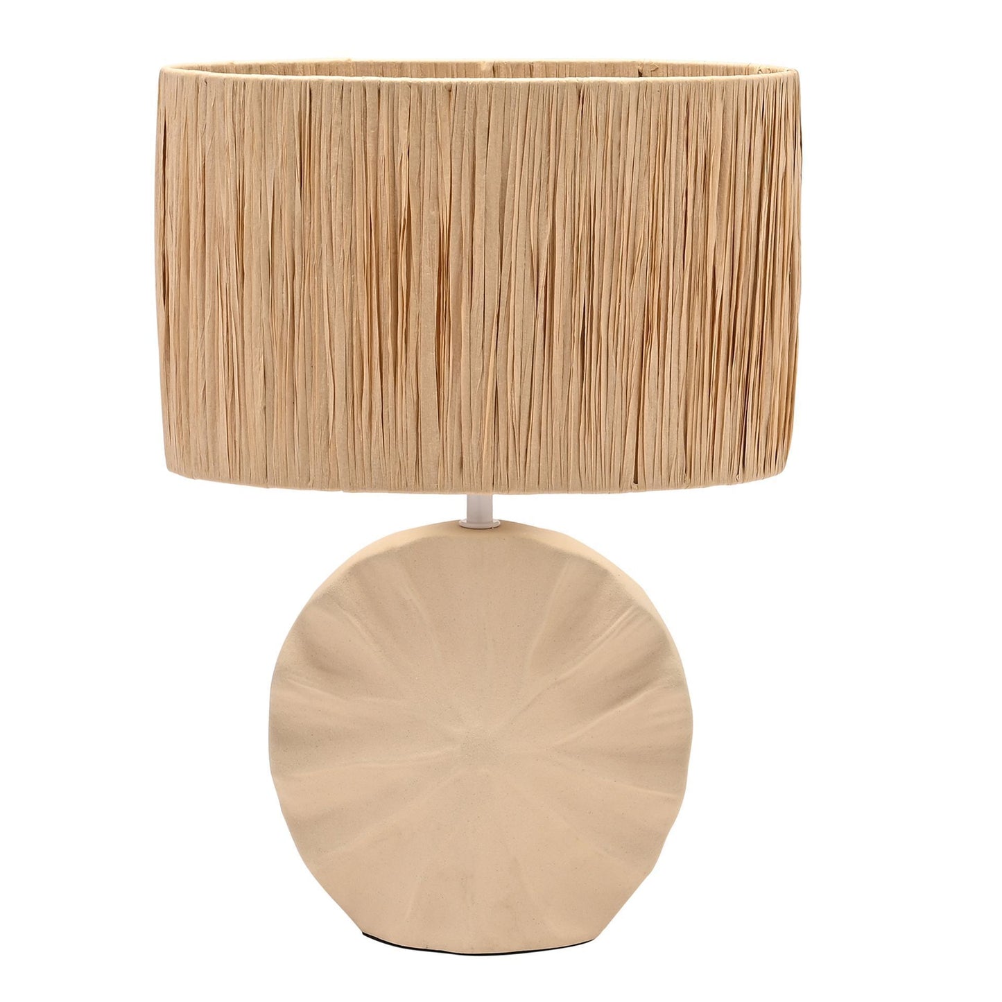 Hestia Beige Ceramic Lamp with Raffia Shade - 42cm