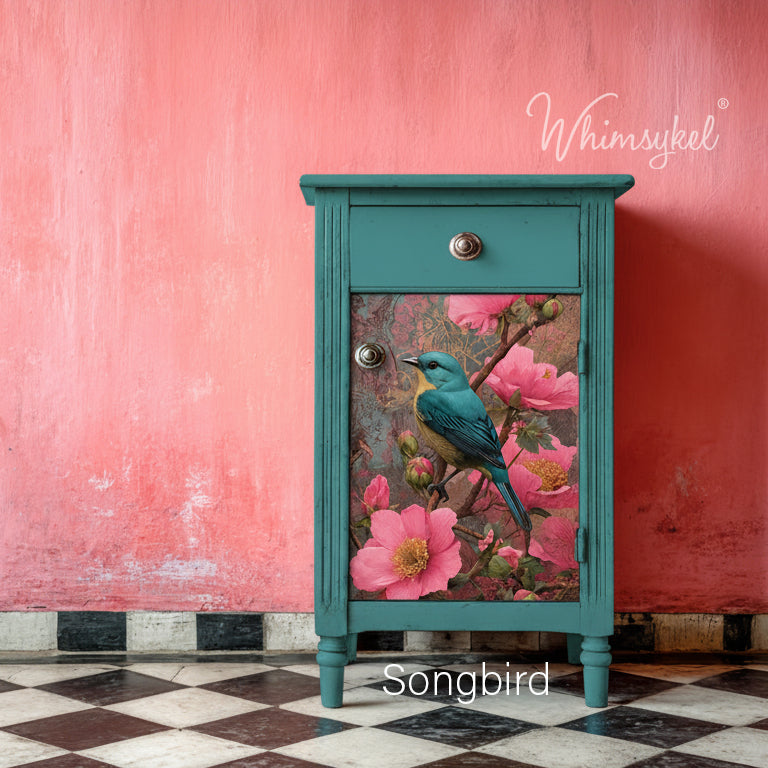 Songbird Blooms | 18 lb Whimsykel Decoupage Tissue Paper | 21x29 Inches