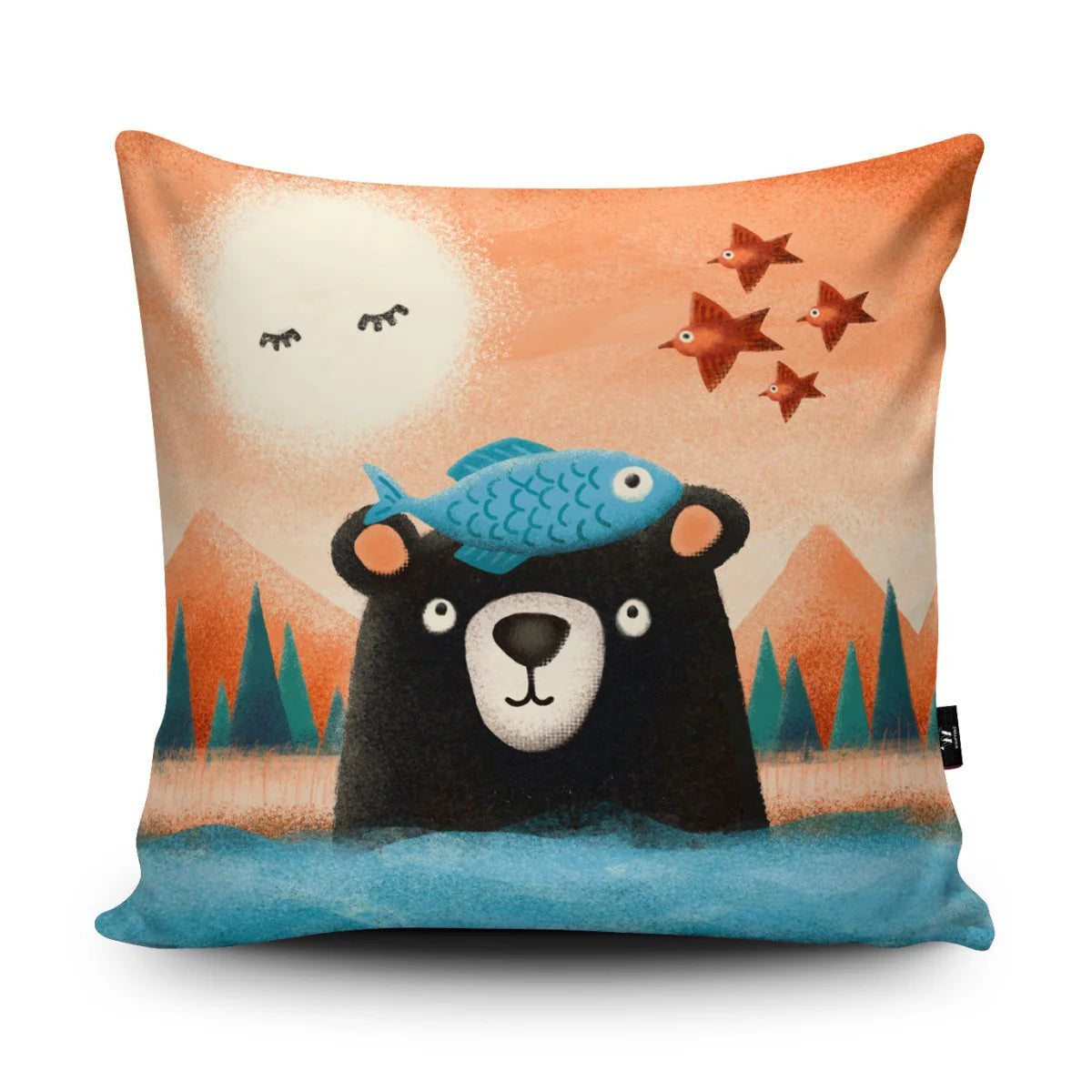 WRAPTIOUS Vegan-Suede Cushion - Fish and Bears Day Off