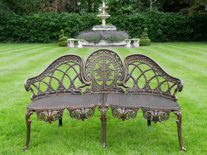 French style bench in bronze effect