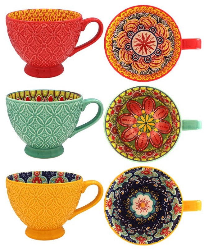 Patterned Tuscany Mug, 15cm Set of 3 Assorted - Style 1