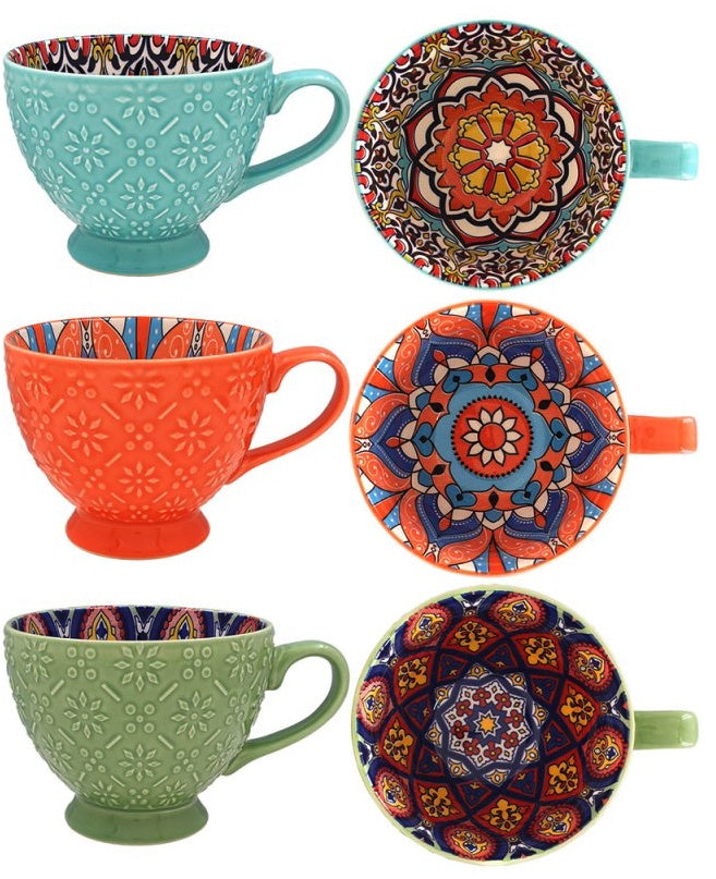 Patterned Tuscany Mug, 15cm Set of 3 Assorted - Style 2
