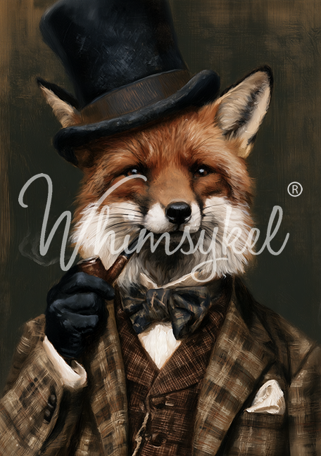 Foxy Gentleman | 18 lb Whimsykel Decoupage Tissue Paper | 21x29 Inches