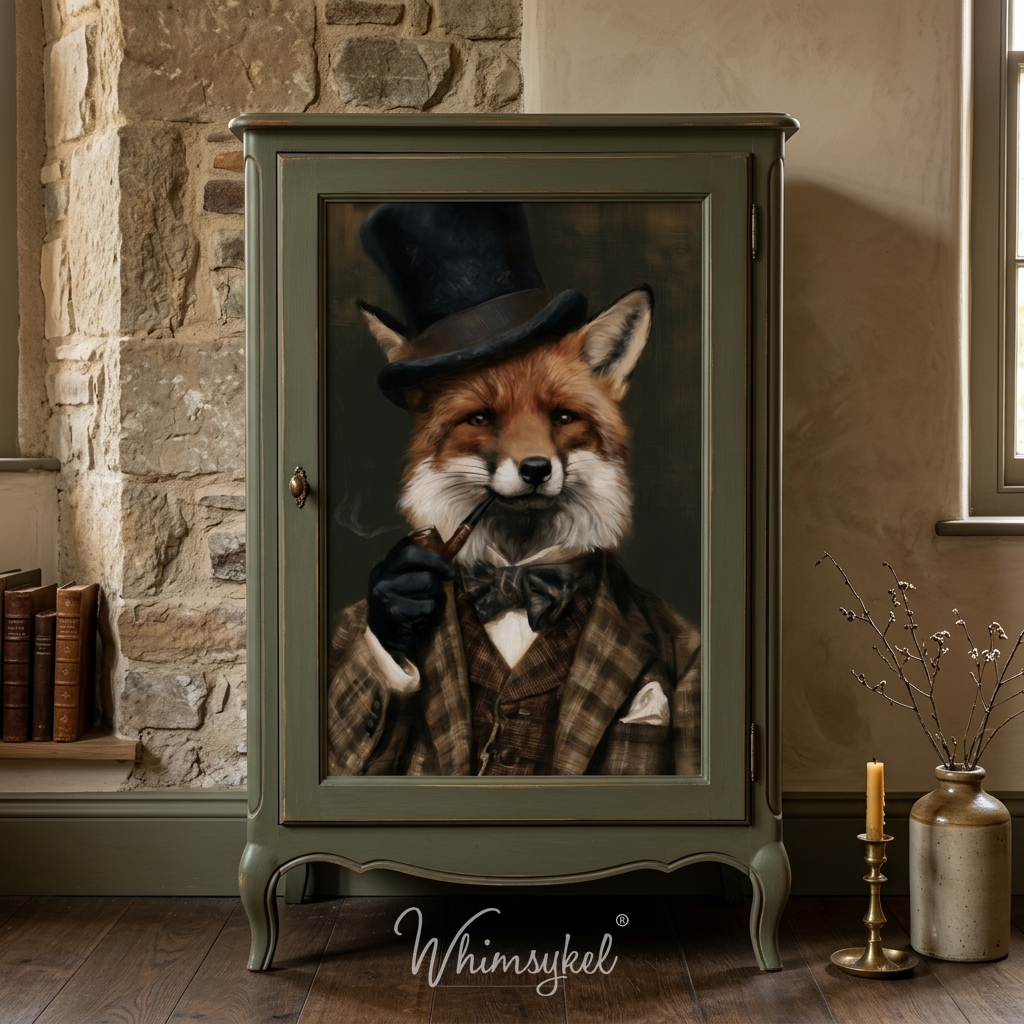 Foxy Gentleman | 18 lb Whimsykel Decoupage Tissue Paper | 21x29 Inches