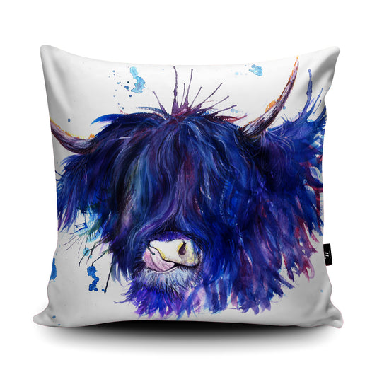 WRAPTIOUS Vegan-Suede Cushion - Splatter Highland Cow