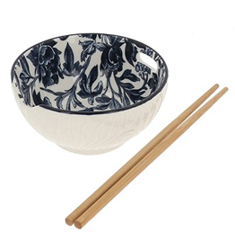 Tuscany Dark Blue Ramen Bowl With Chop Sticks - Choice of 3 Patterns