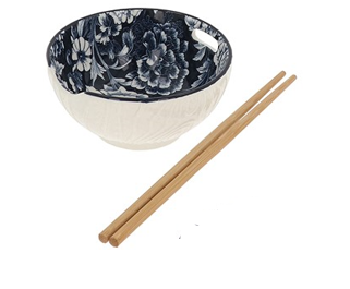 Tuscany Dark Blue Ramen Bowl With Chop Sticks - Choice of 3 Patterns