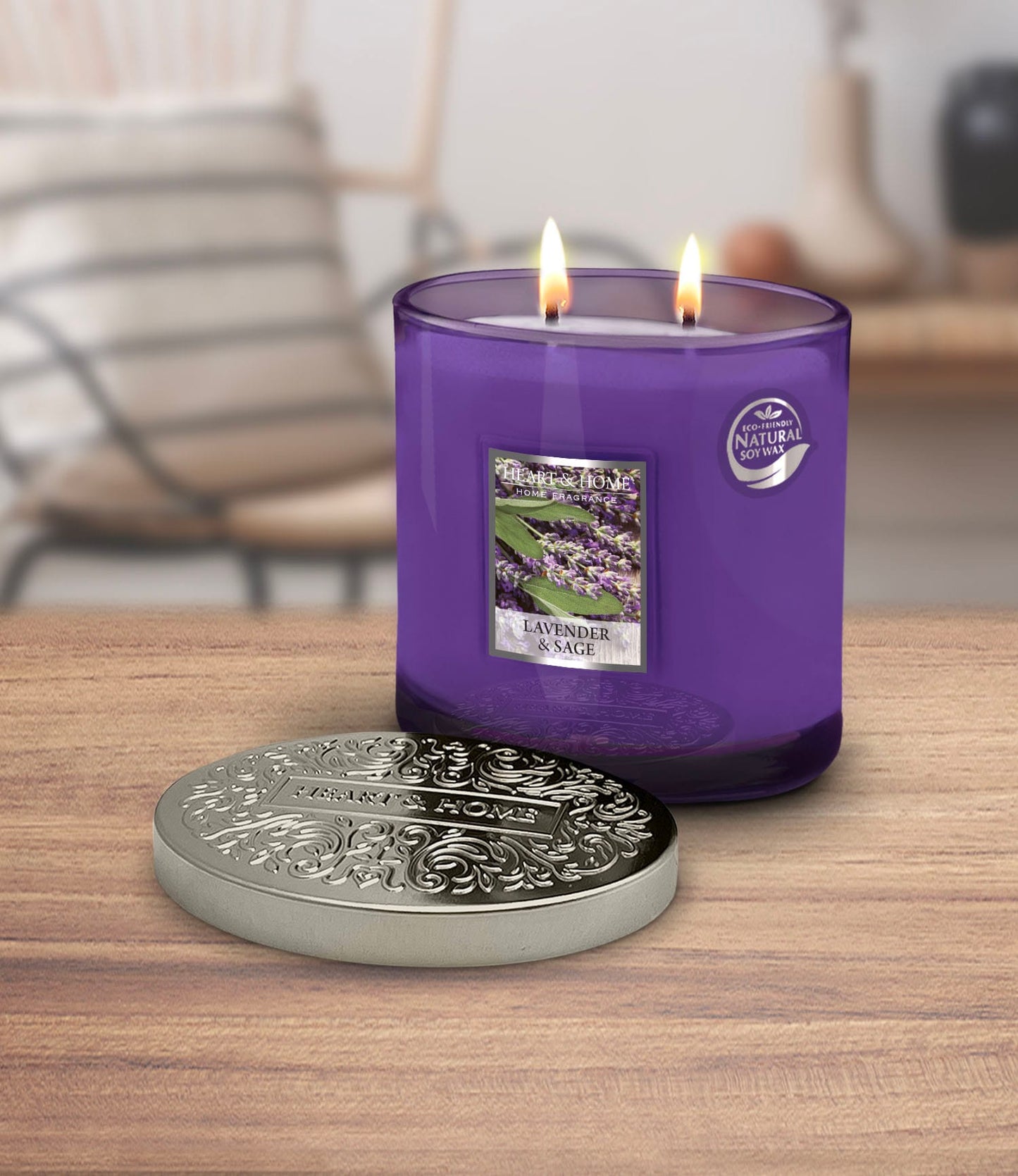 Heart and Home - Twin Wick Candle - Lavender & Sage