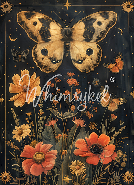 Midnight Moth | 18 lb Whimsykel Decoupage Tissue Paper | 21x29 Inches