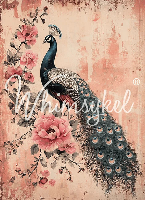 Peacock Whimsykel Designs Decoupage Tissue Paper Art Supplies for DIY Crafts