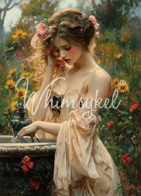 Rosewater Fountain Whimsykel Designs Decoupage Tissue Paper Art Supplies for DIY Crafts