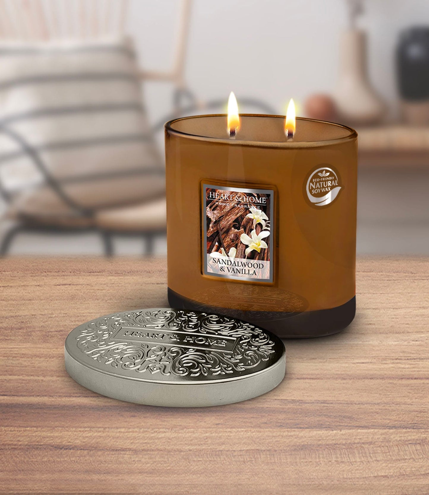Heart and Home - Twin Wick Candle - Sandalwood & Vanilla