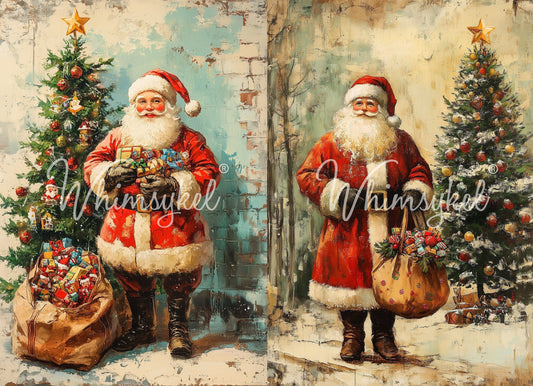 Santa Duo Whimsykel Designs Decoupage Tissue Paper Art Supplies for DIY Crafts