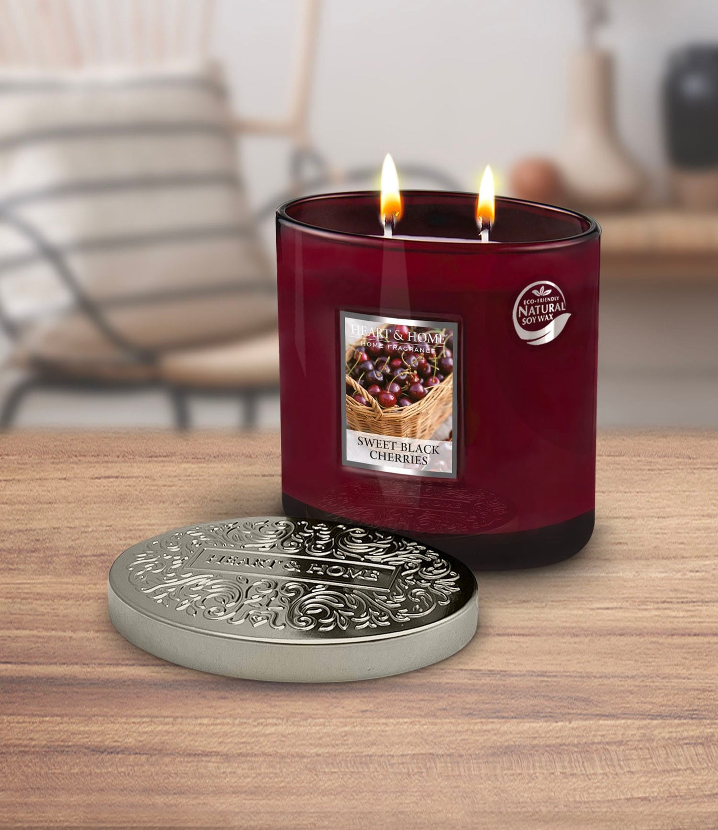 Heart and Home - Twin Wick Candle - Sweet Black Cherries
